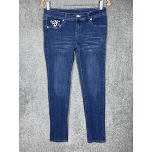 CRUZ Skinny Jeans Womens Juniors Size‎ 5 Blue Stretch Animal Print Bling Pockets